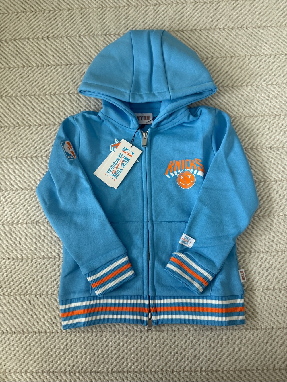 NYON New York or Nowhere NY Knicks Collab - Kids Blue Hooded Zip-Up Sweatshirt
